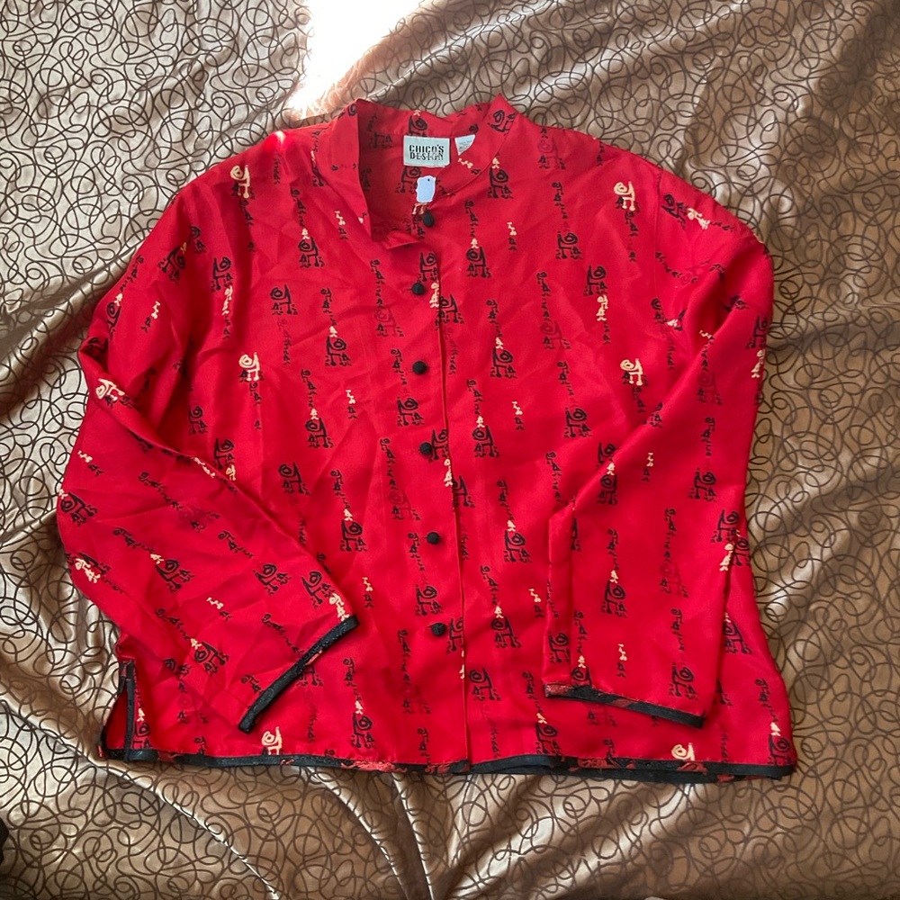 Chico's Vintage Red Silk Long Sleeve